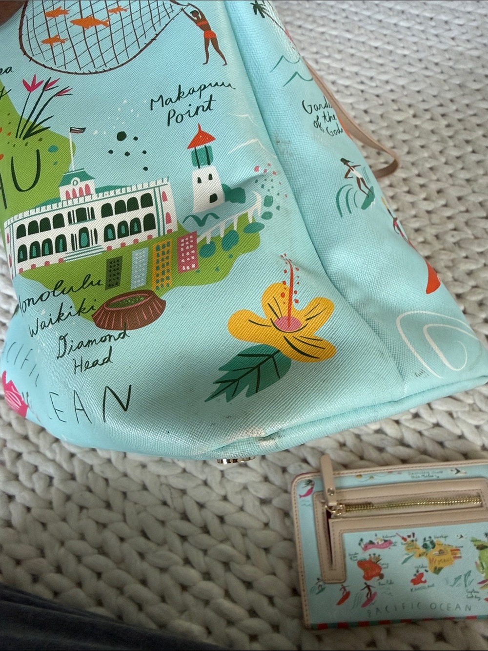 Spartina 449 Hawaii Large Tote & Matching Wallet Set Coastal Beach Bag - Picture 12 of 13